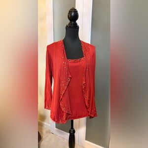 Women's 2-piece Cardigan with Eyelet Details